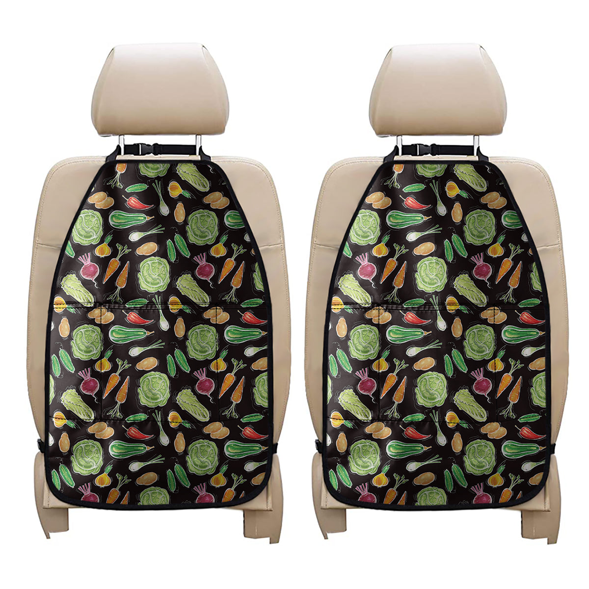 Fresh Vegetable Pattern Print Car Seat Organizers