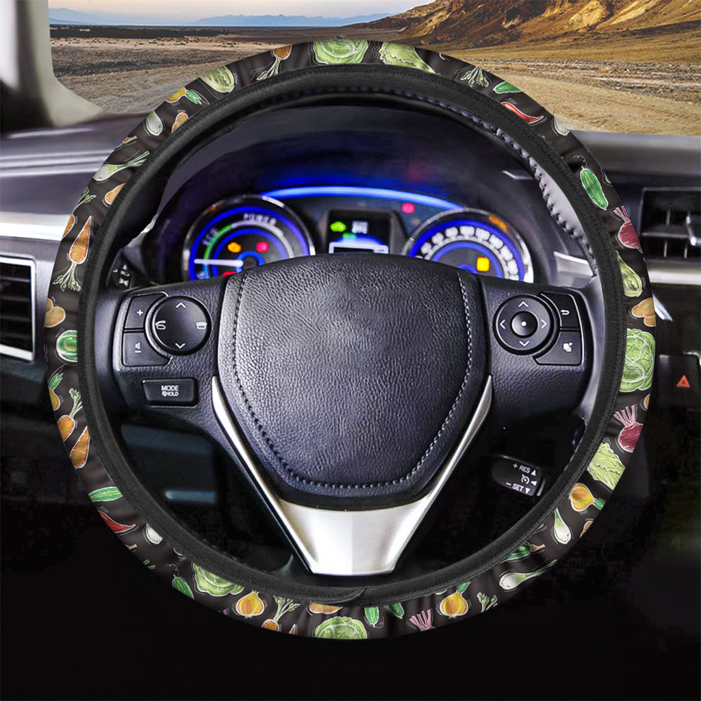 Fresh Vegetable Pattern Print Car Steering Wheel Cover