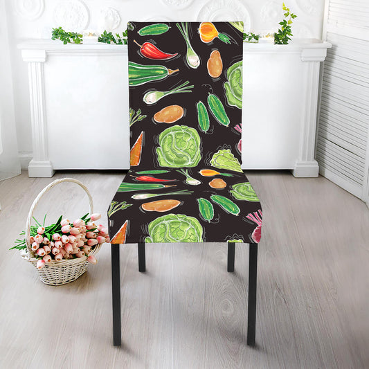 Fresh Vegetable Pattern Print Dining Chair Slipcover