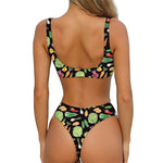 Fresh Vegetable Pattern Print Front Bow Tie Bikini