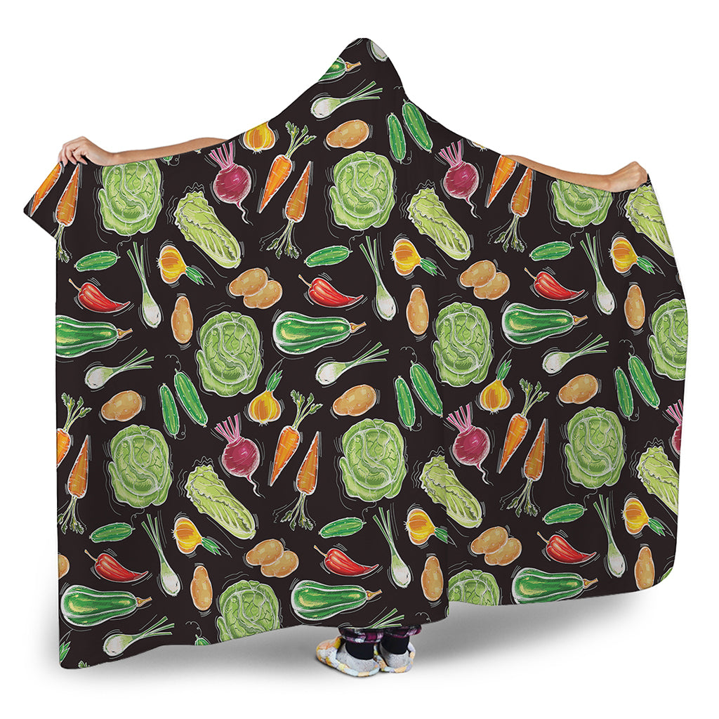 Fresh Vegetable Pattern Print Hooded Blanket