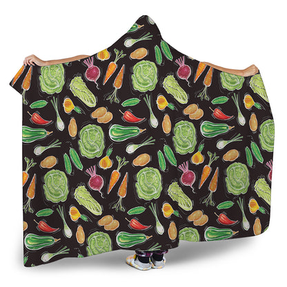Fresh Vegetable Pattern Print Hooded Blanket