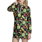 Fresh Vegetable Pattern Print Hoodie Dress