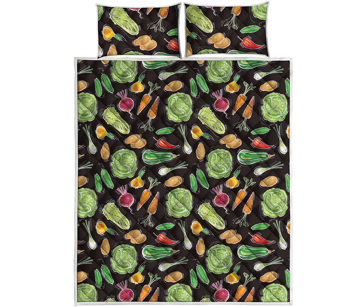 Fresh Vegetable Pattern Print Quilt Bed Set