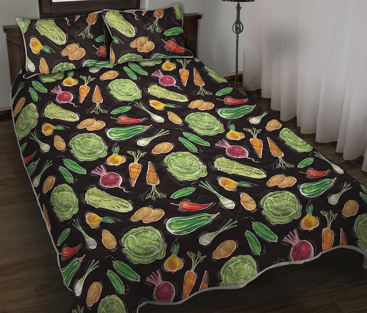 Fresh Vegetable Pattern Print Quilt Bed Set