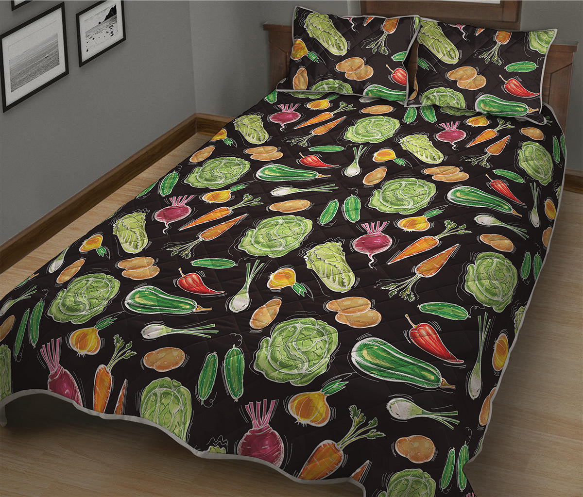 Fresh Vegetable Pattern Print Quilt Bed Set