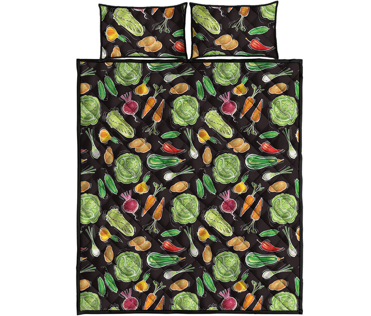 Fresh Vegetable Pattern Print Quilt Bed Set