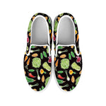 Fresh Vegetable Pattern Print White Slip On Shoes