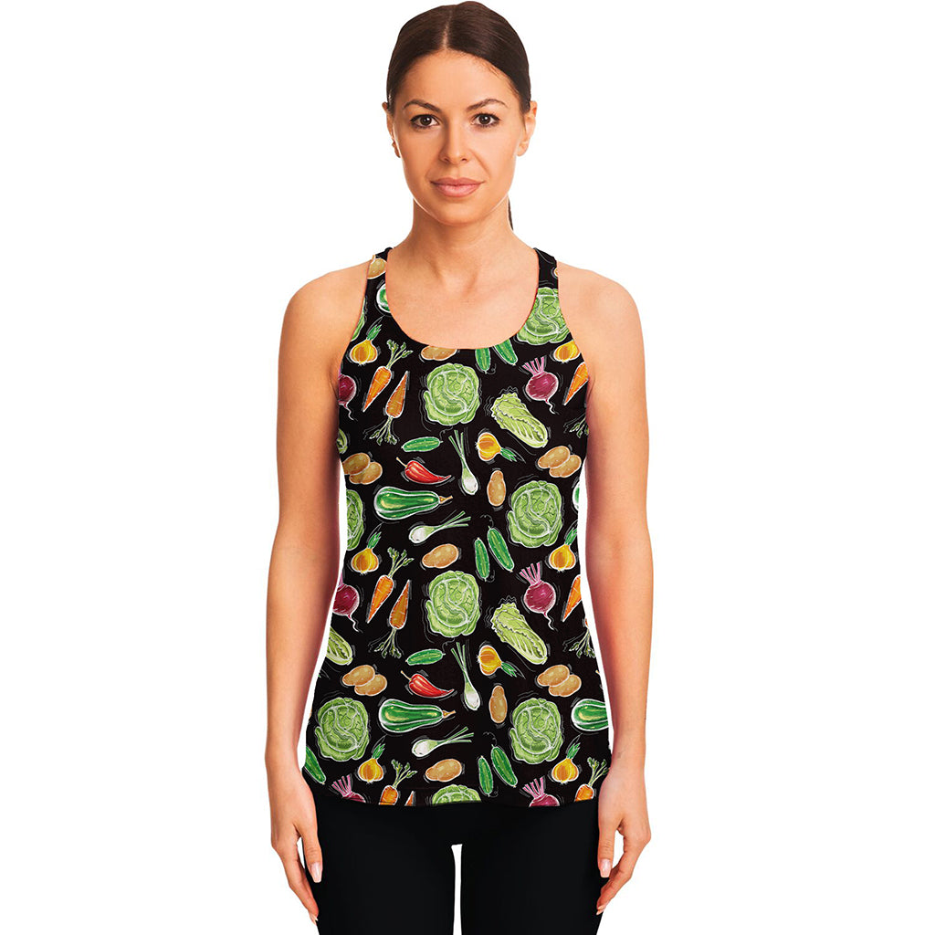 Fresh Vegetable Pattern Print Women's Racerback Tank Top