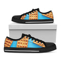 Fresh Waffles Print Black Low Top Sneakers