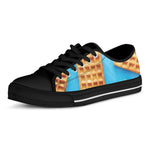 Fresh Waffles Print Black Low Top Shoes