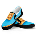 Fresh Waffles Print Black Slip On Sneakers