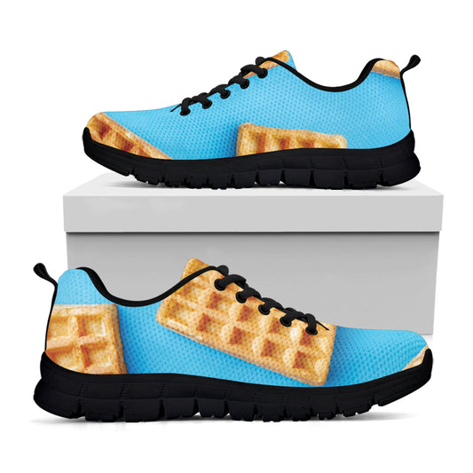 Fresh Waffles Print Black Sneakers