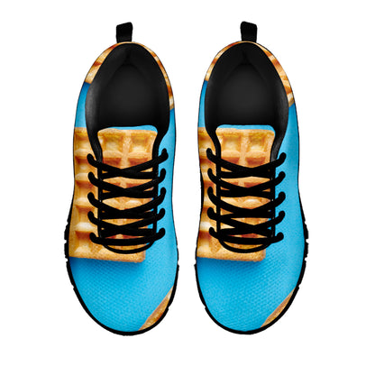 Fresh Waffles Print Black Sneakers