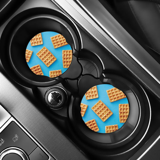 Fresh Waffles Print Car Coasters