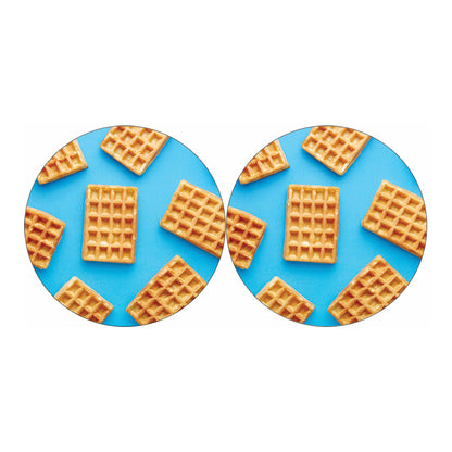 Fresh Waffles Print Car Coasters