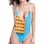 Fresh Waffles Print One Piece High Cut Swimsuit