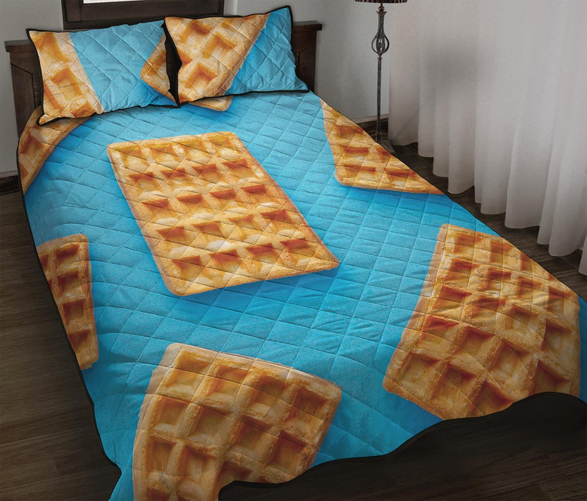 Fresh Waffles Print Quilt Bed Set