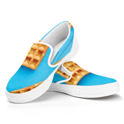 Fresh Waffles Print White Slip On Shoes