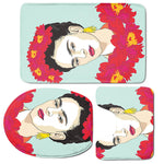 Frida Kahlo And Floral Print 3 Piece Bath Mat Set