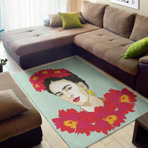 Frida Kahlo And Floral Print Area Rug