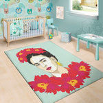 Frida Kahlo And Floral Print Area Rug