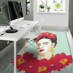 Frida Kahlo And Floral Print Area Rug