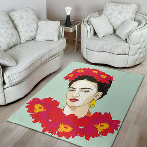 Frida Kahlo And Floral Print Area Rug