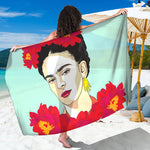 Frida Kahlo And Floral Print Beach Sarong Wrap