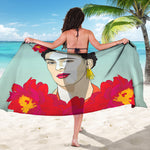 Frida Kahlo And Floral Print Beach Sarong Wrap