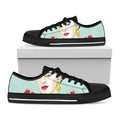 Frida Kahlo And Floral Print Black Low Top Sneakers