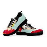 Frida Kahlo And Floral Print Black Sneakers