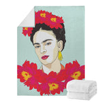 Frida Kahlo And Floral Print Blanket