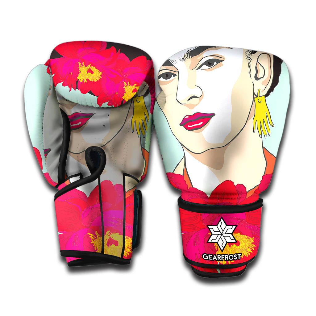 Frida Kahlo And Floral Print Boxing Gloves