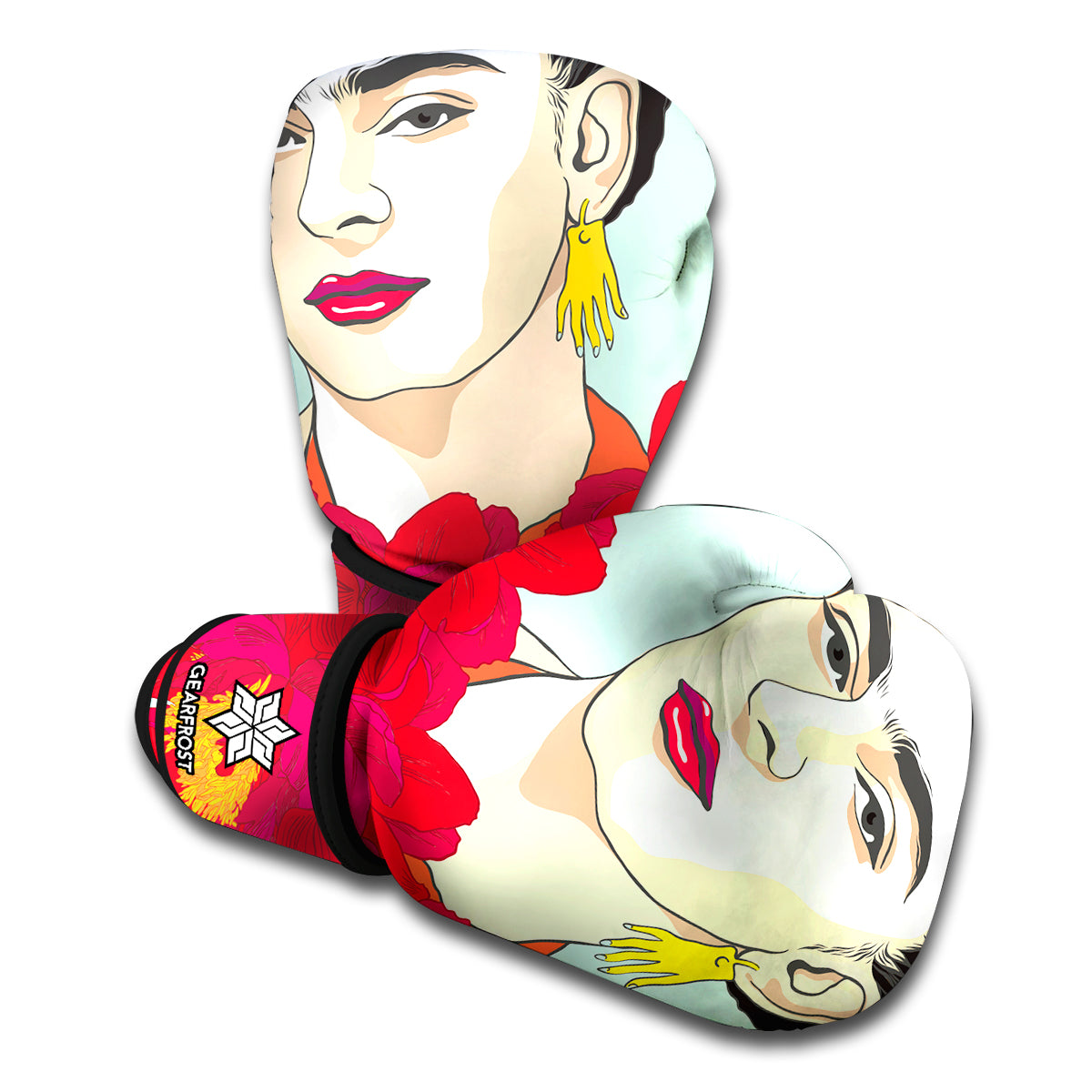 Frida Kahlo And Floral Print Boxing Gloves