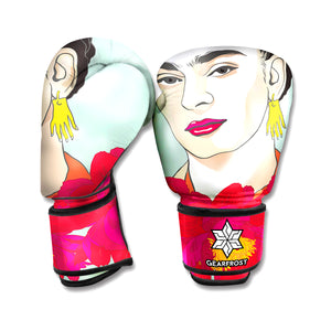 Frida Kahlo And Floral Print Boxing Gloves