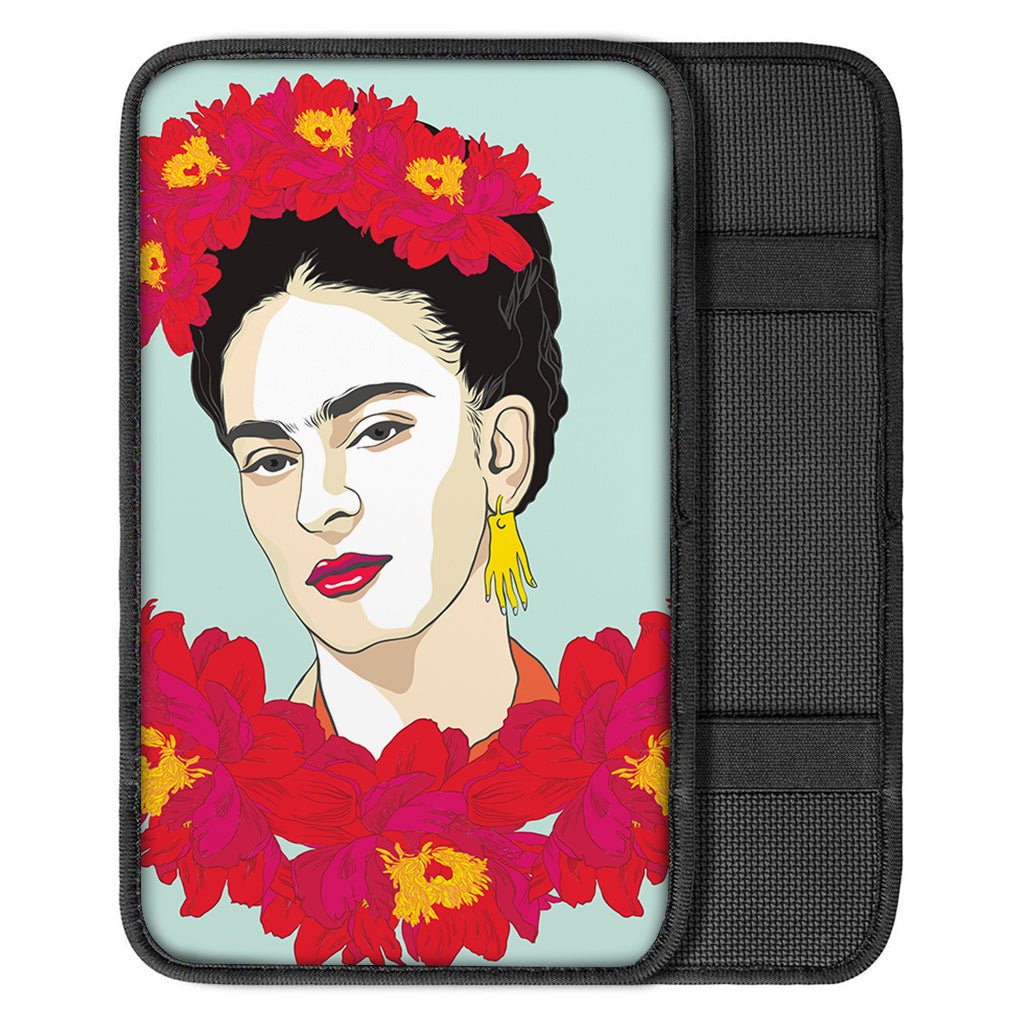 Frida Kahlo And Floral Print Car Center Console Cover