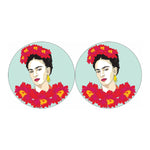 Frida Kahlo And Floral Print Car Coasters