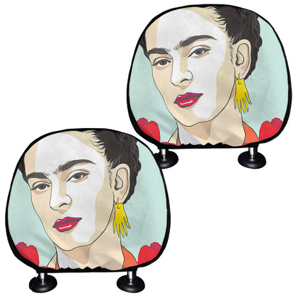 Frida Kahlo And Floral Print Car Headrest Covers