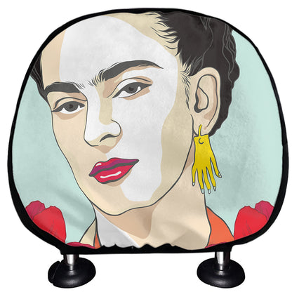 Frida Kahlo And Floral Print Car Headrest Covers
