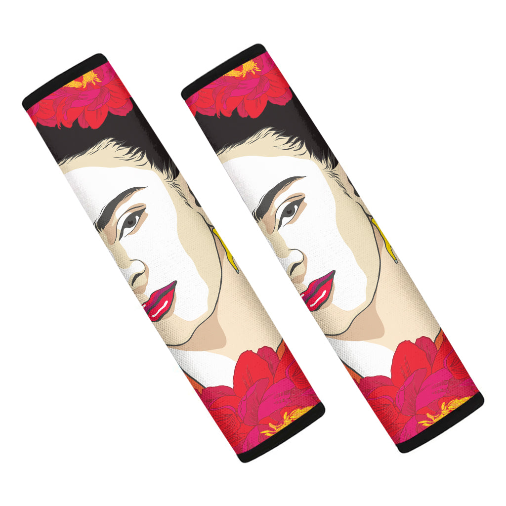 Frida Kahlo And Floral Print Car Seat Belt Covers