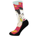 Frida Kahlo And Floral Print Crew Socks