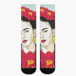 Frida Kahlo And Floral Print Crew Socks