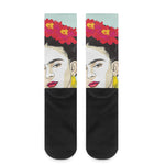 Frida Kahlo And Floral Print Crew Socks