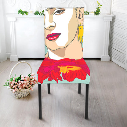 Frida Kahlo And Floral Print Dining Chair Slipcover