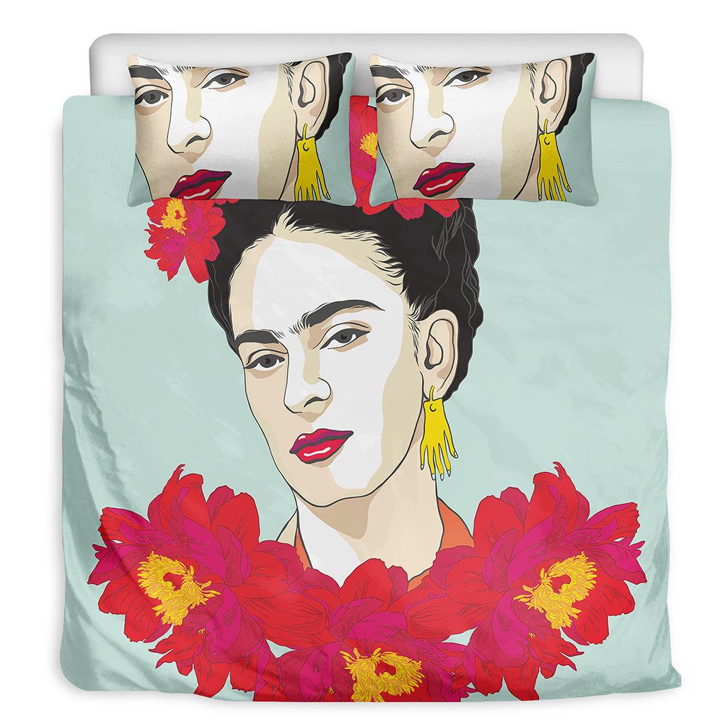Frida Kahlo And Floral Print Duvet Cover Bedding Set