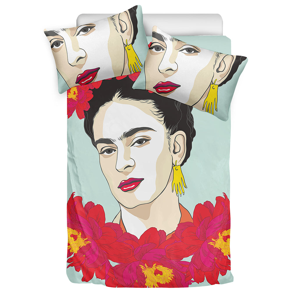 Frida Kahlo And Floral Print Duvet Cover Bedding Set