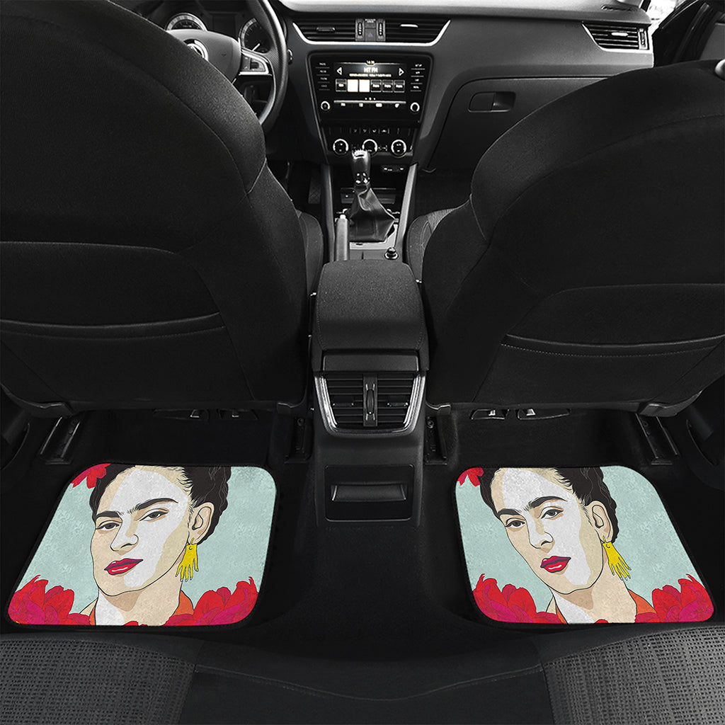 Frida Kahlo And Floral Print Front and Back Car Floor Mats