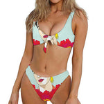 Frida Kahlo And Floral Print Front Bow Tie Bikini