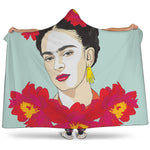 Frida Kahlo And Floral Print Hooded Blanket